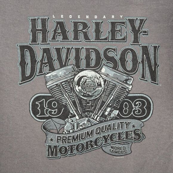 Harley Davidson Shirt Mens‎ XL Gray Skull Military Graphic Tee Biker Motorcycle - Picture 5 of 13